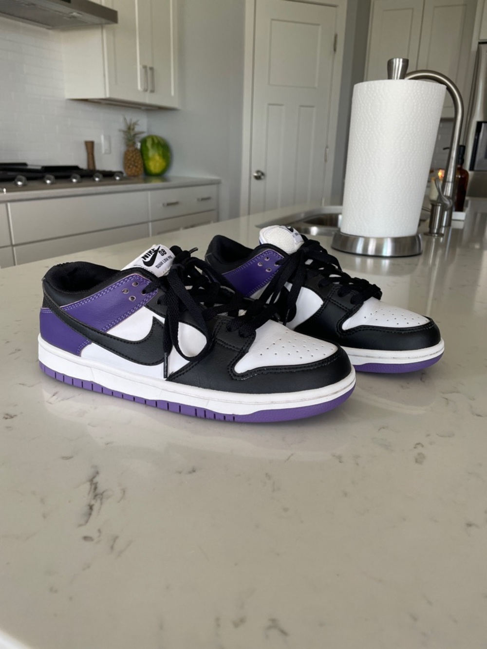 Nike Dunk Low Pro Sneakers in Black White Purple - Size 8.5